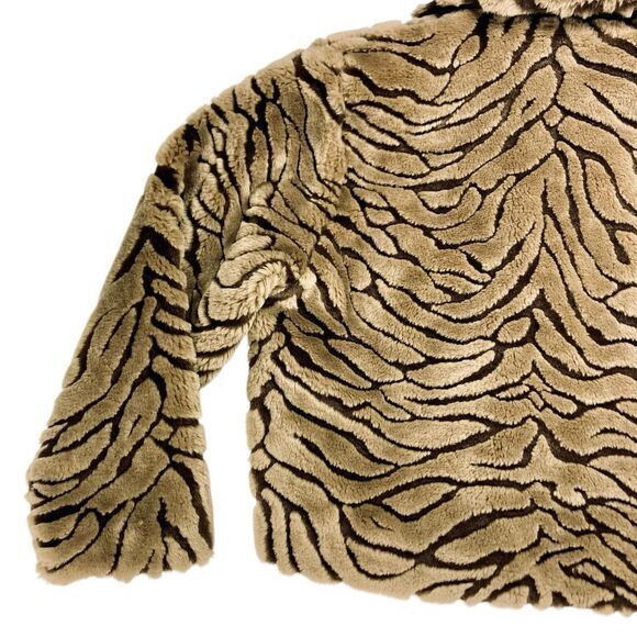 Not Fur Real by Duffel Coat Womens M Brown Faux Fur Cozy Classic Winter Jacket - Picture 8 of 16